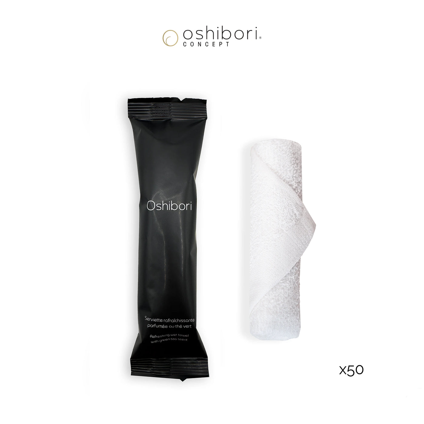Oshibori rafraichissant - 10 grammes - Noir (x50)