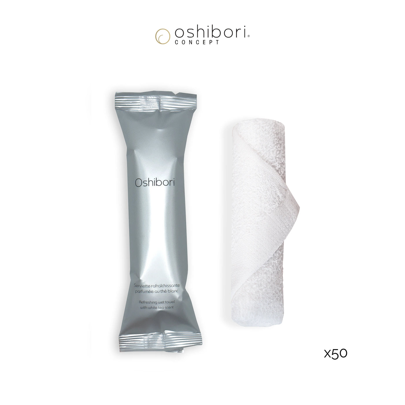 Oshibori rinfrescante - 15 grammi - Argento (x50)